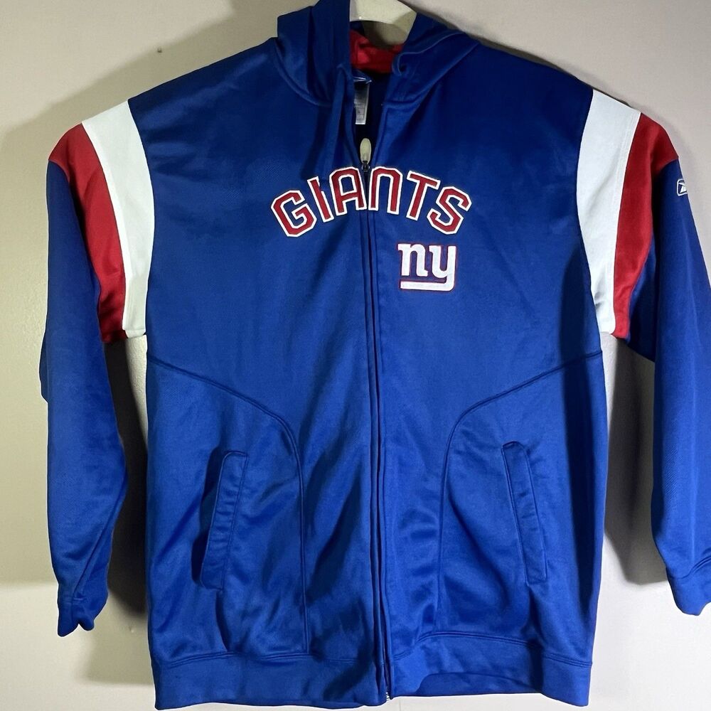New York Giants Hoodie Mens Medium Blue Reebok Football NFL Embroidered Vintage